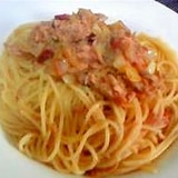 イタリアントマトとツナのピリ辛パスタ
